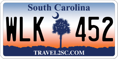 SC license plate WLK452