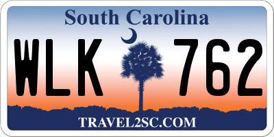 SC license plate WLK762