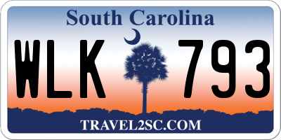 SC license plate WLK793