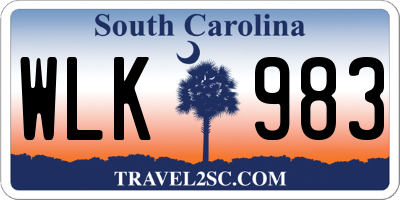SC license plate WLK983