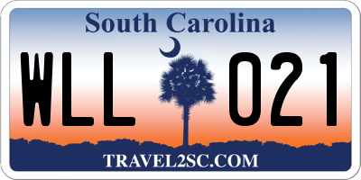 SC license plate WLL021