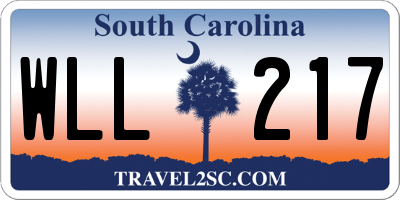 SC license plate WLL217