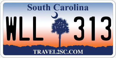 SC license plate WLL313