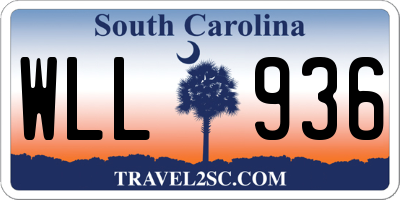 SC license plate WLL936