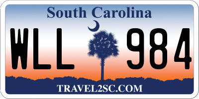 SC license plate WLL984