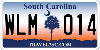 SC license plate WLM014
