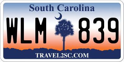 SC license plate WLM839