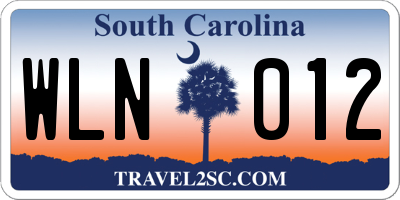 SC license plate WLN012
