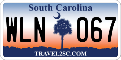 SC license plate WLN067
