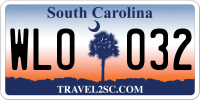 SC license plate WLO032