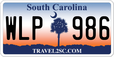 SC license plate WLP986