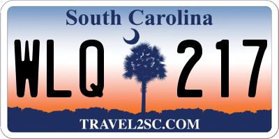 SC license plate WLQ217