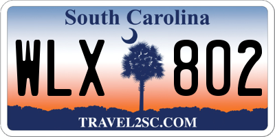 SC license plate WLX802
