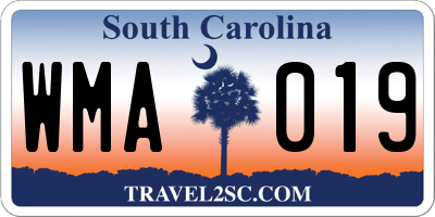 SC license plate WMA019