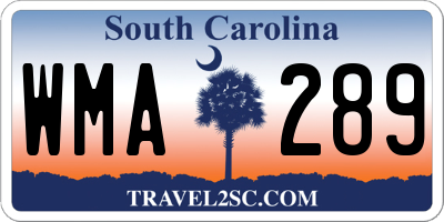 SC license plate WMA289
