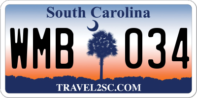 SC license plate WMB034