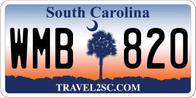 SC license plate WMB820