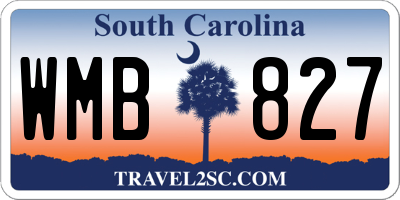 SC license plate WMB827