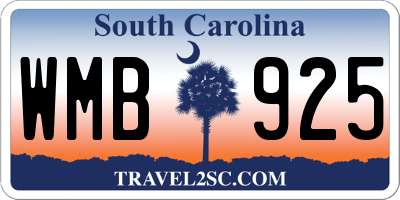 SC license plate WMB925