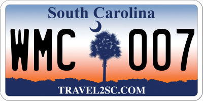 SC license plate WMC007