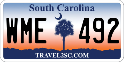 SC license plate WME492