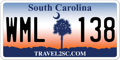 SC license plate WML138