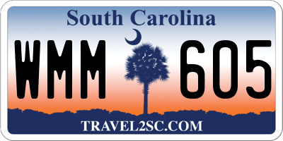 SC license plate WMM605