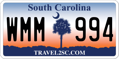 SC license plate WMM994