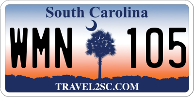 SC license plate WMN105