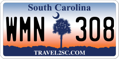 SC license plate WMN308