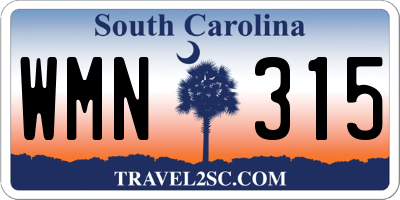 SC license plate WMN315