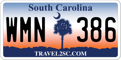 SC license plate WMN386