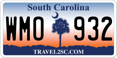 SC license plate WMO932