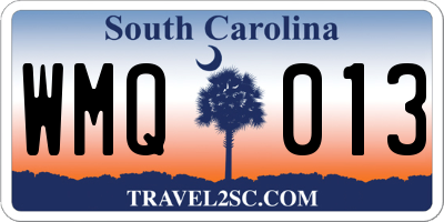 SC license plate WMQ013