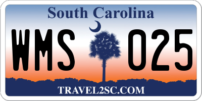 SC license plate WMS025