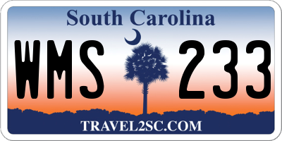 SC license plate WMS233