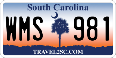 SC license plate WMS981
