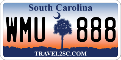 SC license plate WMU888