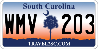 SC license plate WMV203