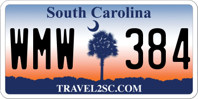 SC license plate WMW384