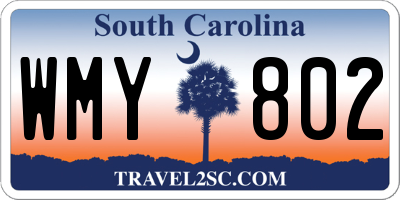 SC license plate WMY802