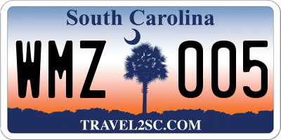 SC license plate WMZ005