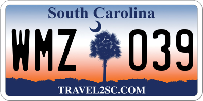 SC license plate WMZ039