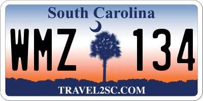 SC license plate WMZ134