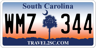 SC license plate WMZ344