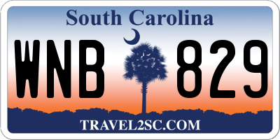 SC license plate WNB829