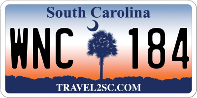SC license plate WNC184
