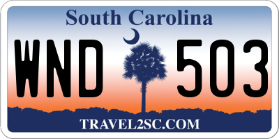 SC license plate WND503