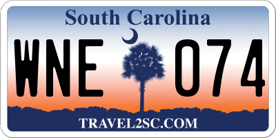 SC license plate WNE074