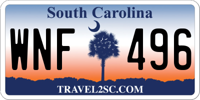 SC license plate WNF496